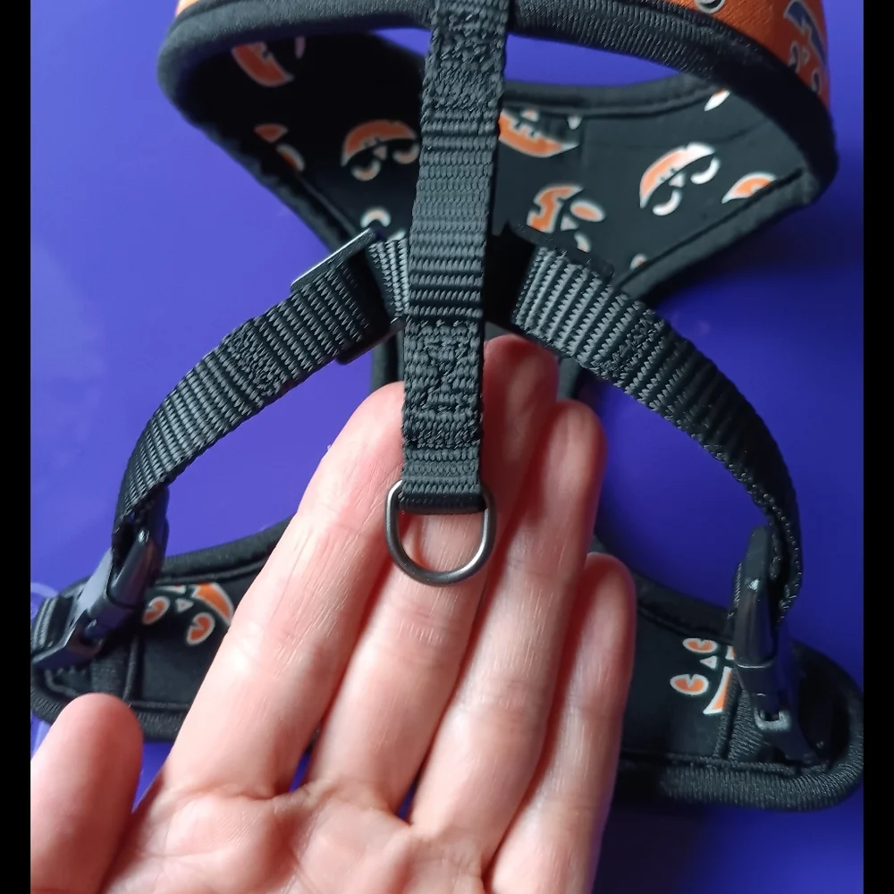 💜🎃 NWOT Glow In Dark Reversible Dog Comfort Harness XXS Halloween Pumpkin